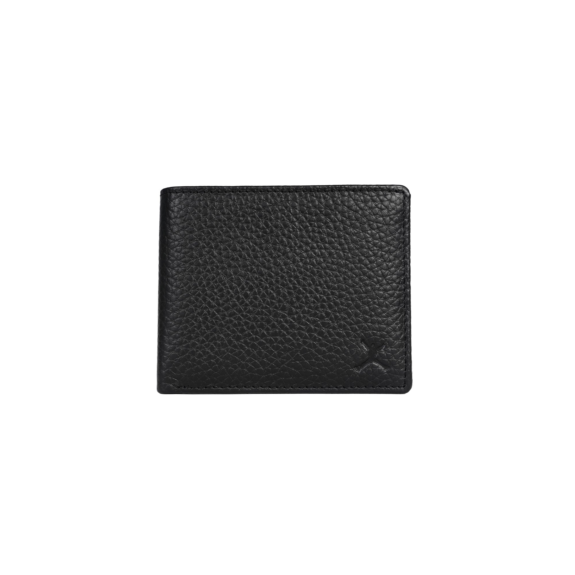 Italian Leather RFID Pebbled Wallet - Black