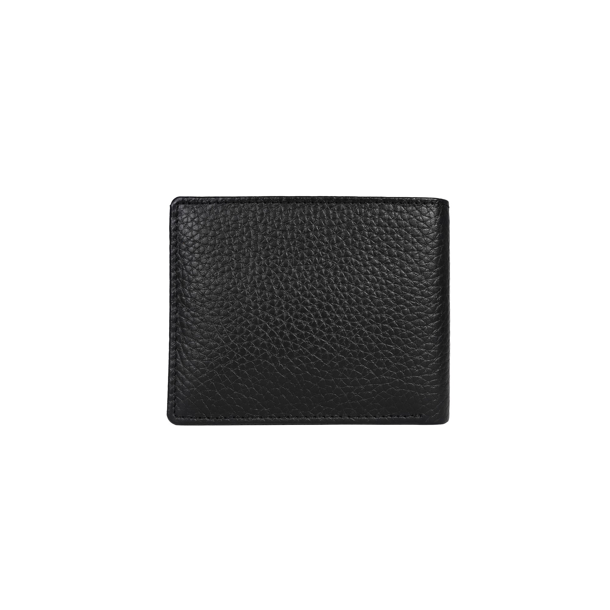 Italian Leather RFID Pebbled Wallet - Black