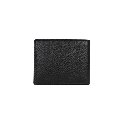 Italian Leather RFID Pebbled Wallet - Black