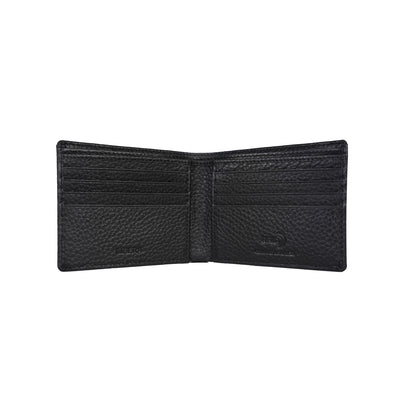 Italian Leather RFID Pebbled Wallet - Black