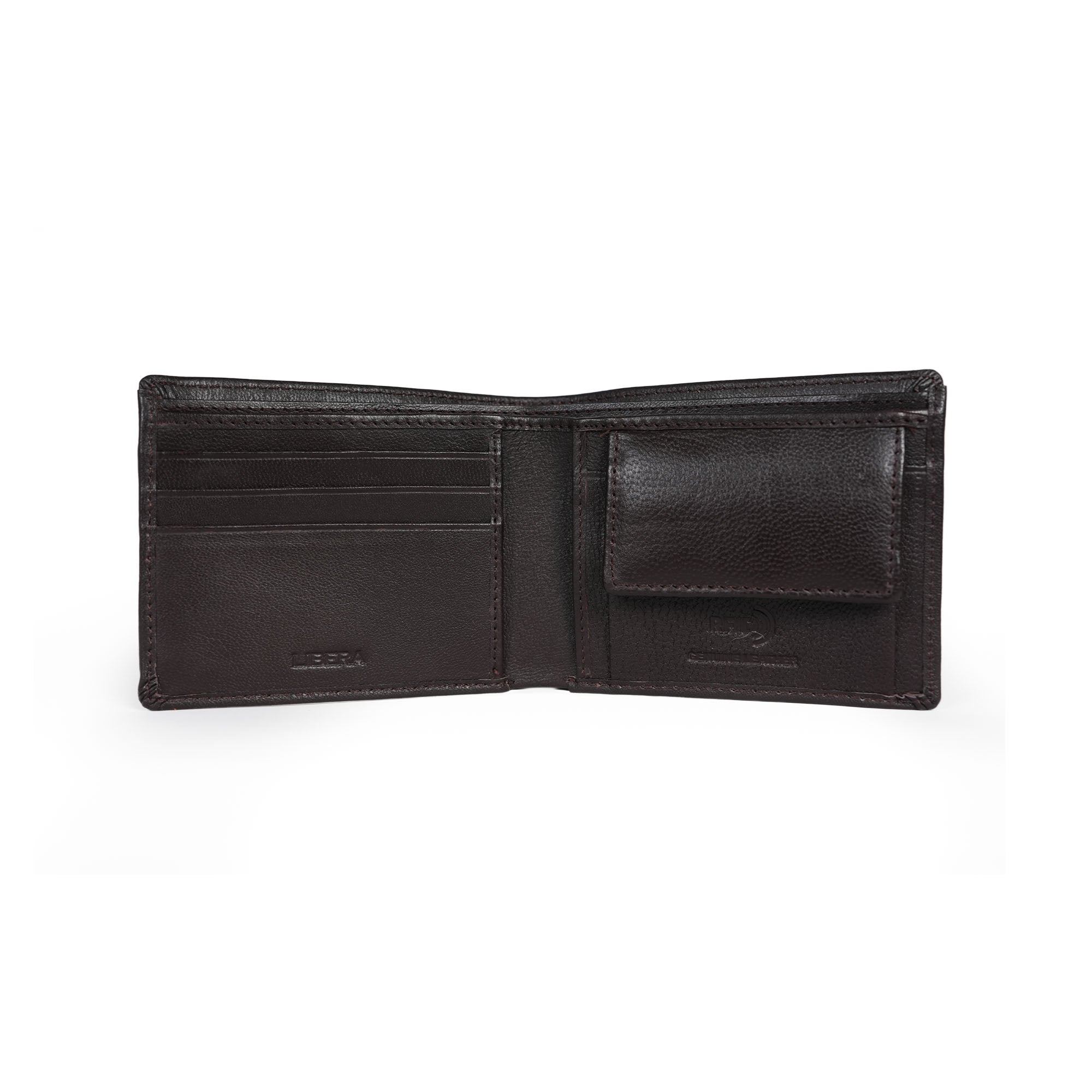Genuine Leather RFID Coin Pocket Wallet - Black