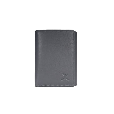 Genuine Leather RFID Tri Fold Wallet - Gray