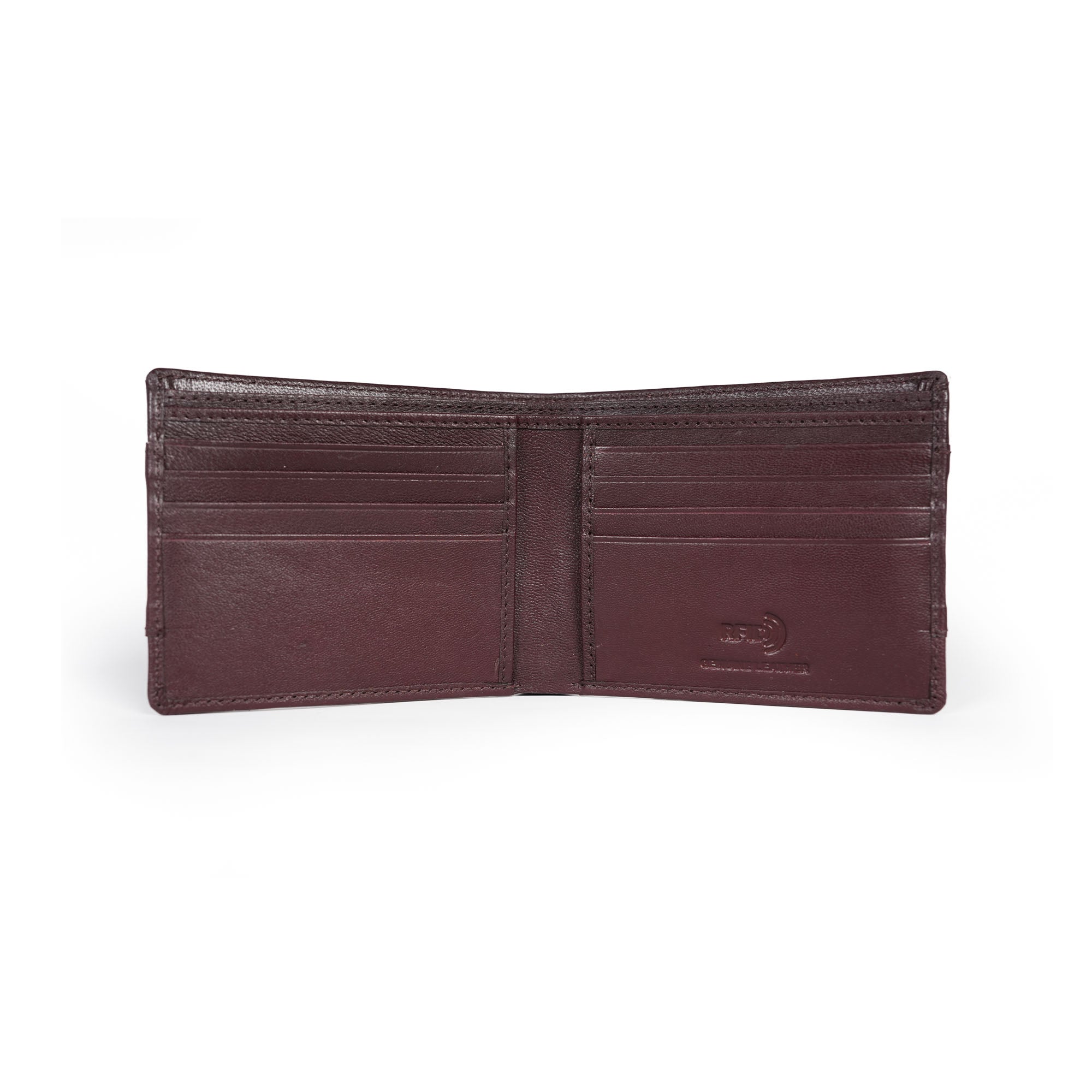 Genuine Leather RFID Wallet - Burgundy