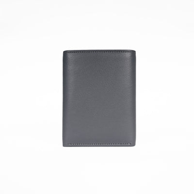 Genuine Leather RFID Tri Fold Wallet - Gray