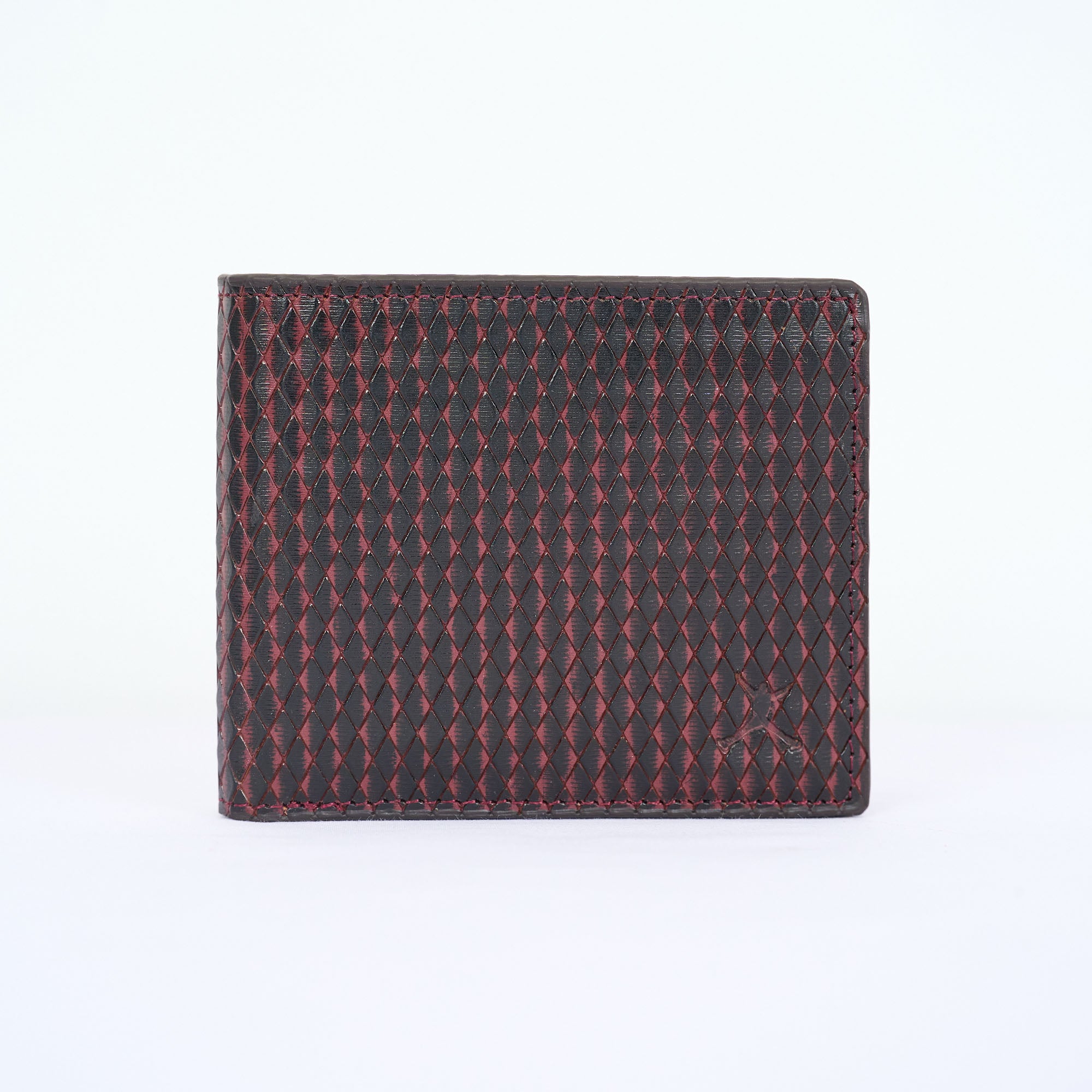 RFID Diamond Patterned Leather Wallet - Maroon