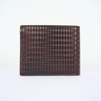 RFID Diamond Patterned Leather Wallet - Maroon