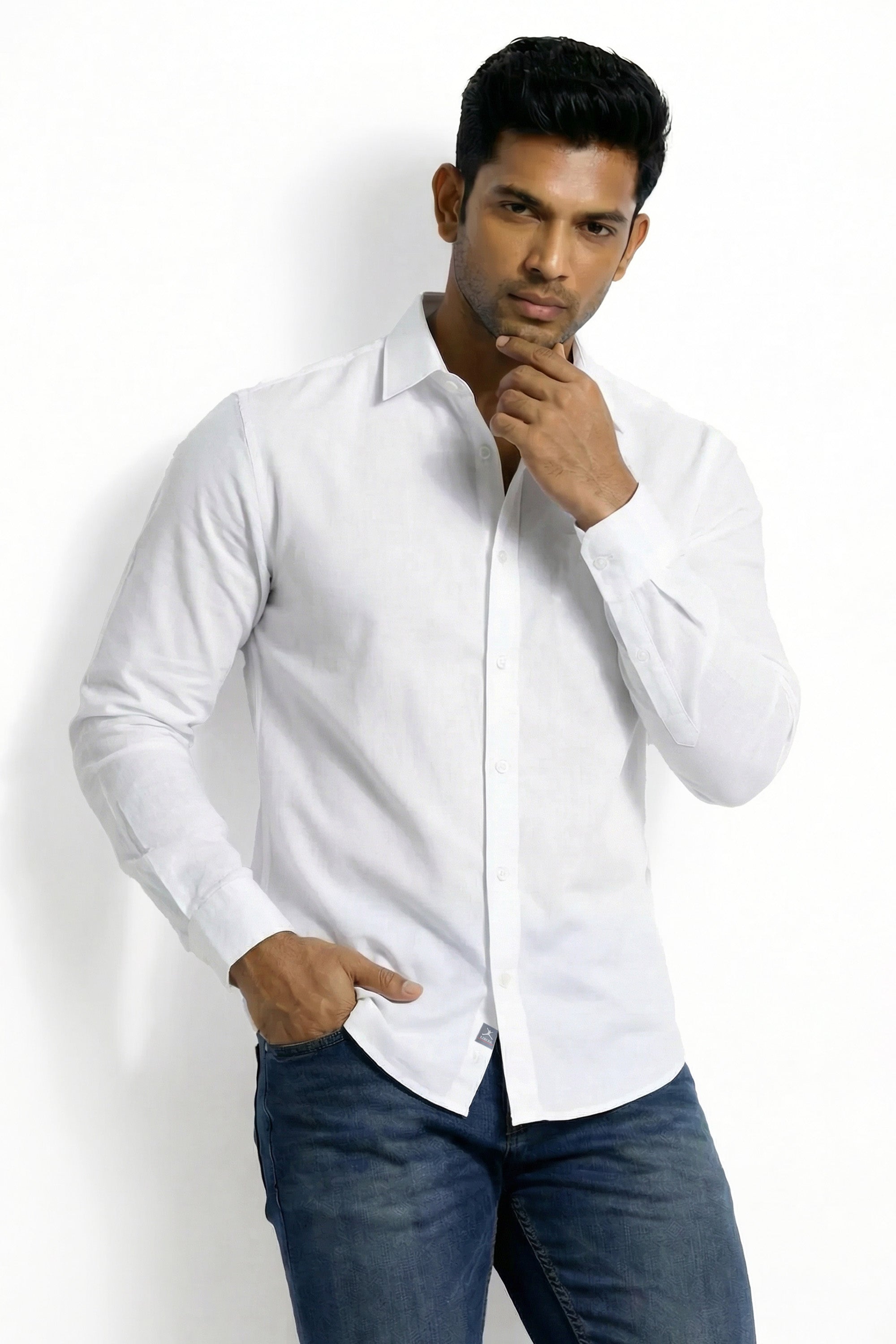 Slim Fit Cotton Plain L/S Shirt
