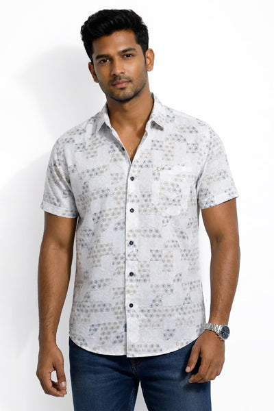 Slim Fit Cotton Printed S/S Shirt