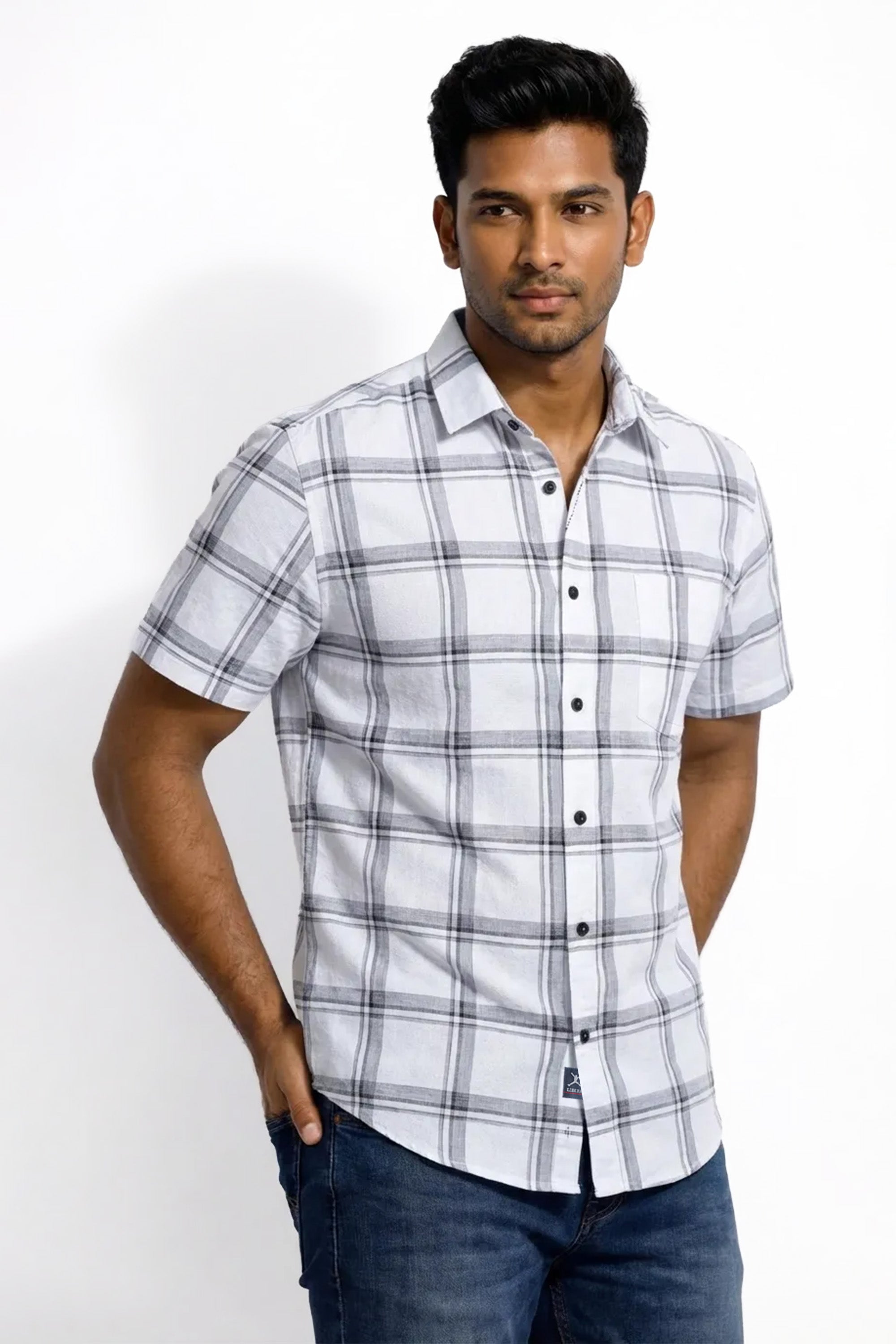 Slim Fit Cotton Checks S/S Shirt