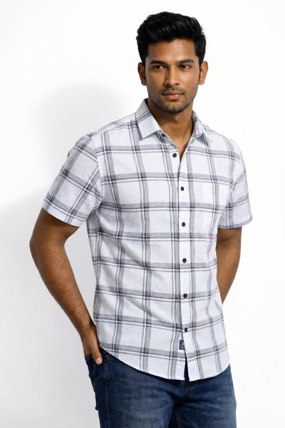 Slim Fit Cotton Checks S/S Shirt