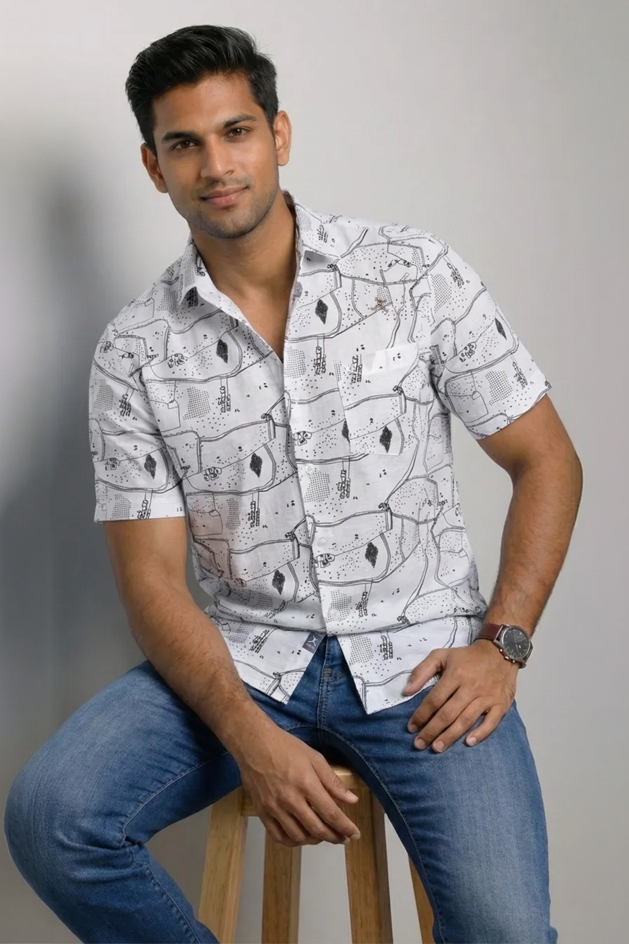 Slim Fit Cotton Printed S/S Shirt