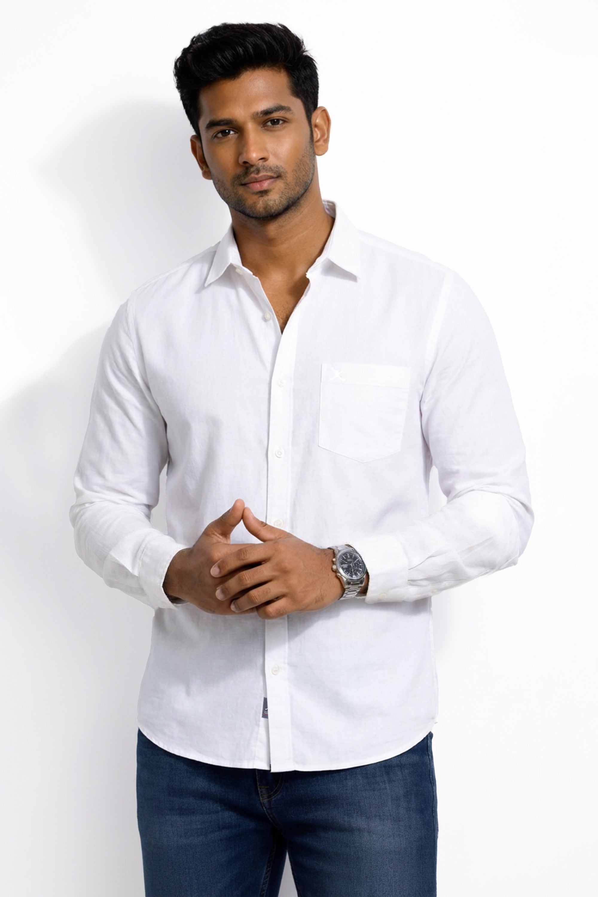 Slim Fit Cotton Linen L/S Shirt