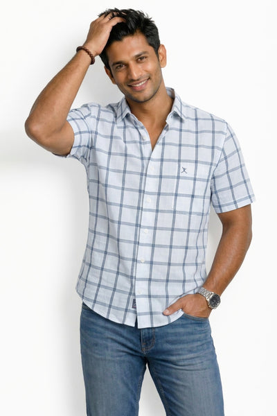 Slim Fit Cotton Checks S/S Shirt