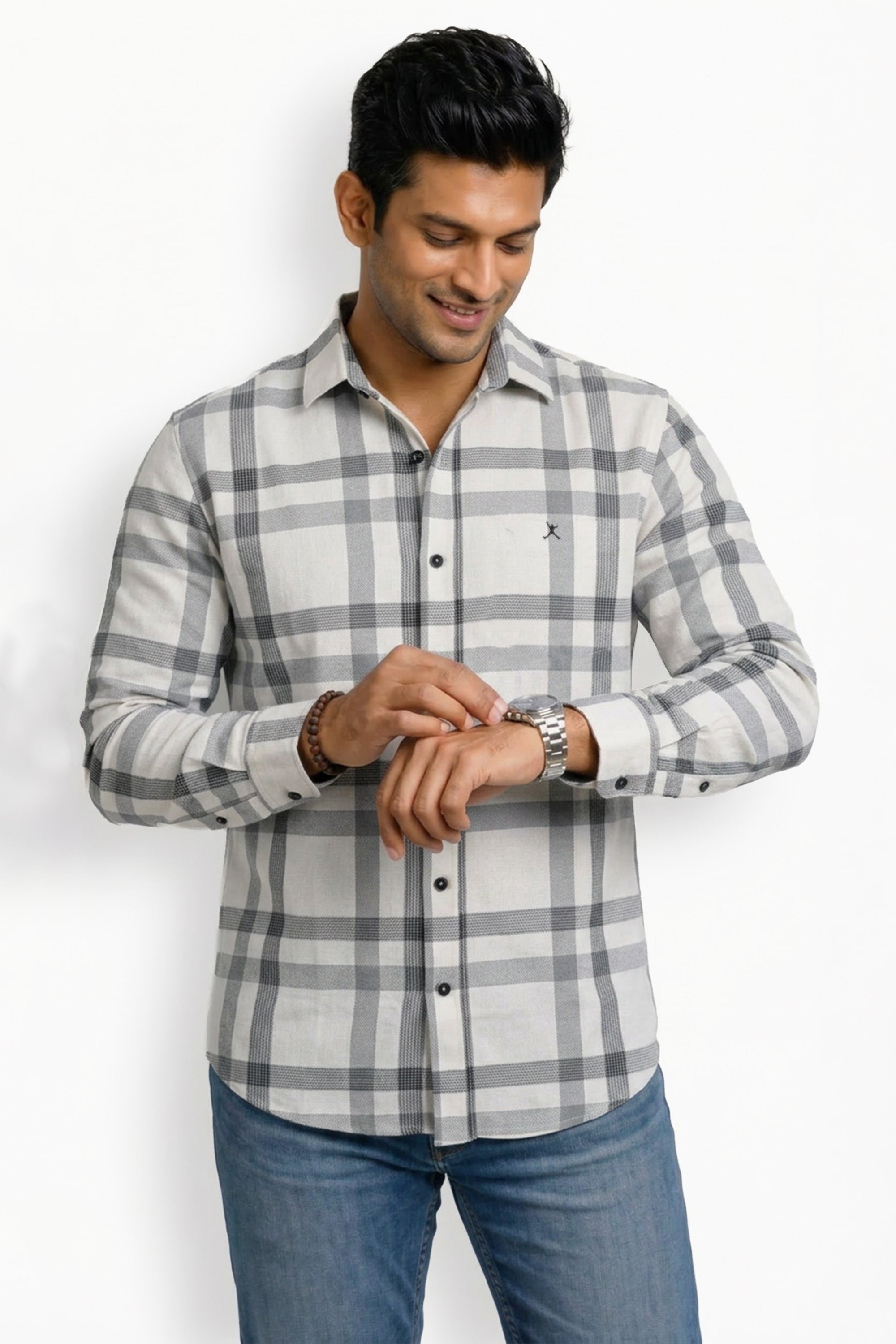 Slim Fit Cotton Checks L/S Shirt