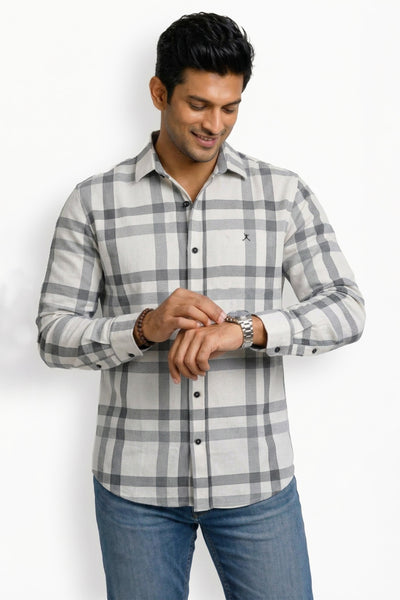 Slim Fit Cotton Checks L/S Shirt