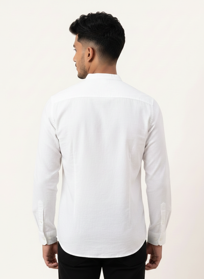 Slim Fit Cotton Plain Shirt L/S - White