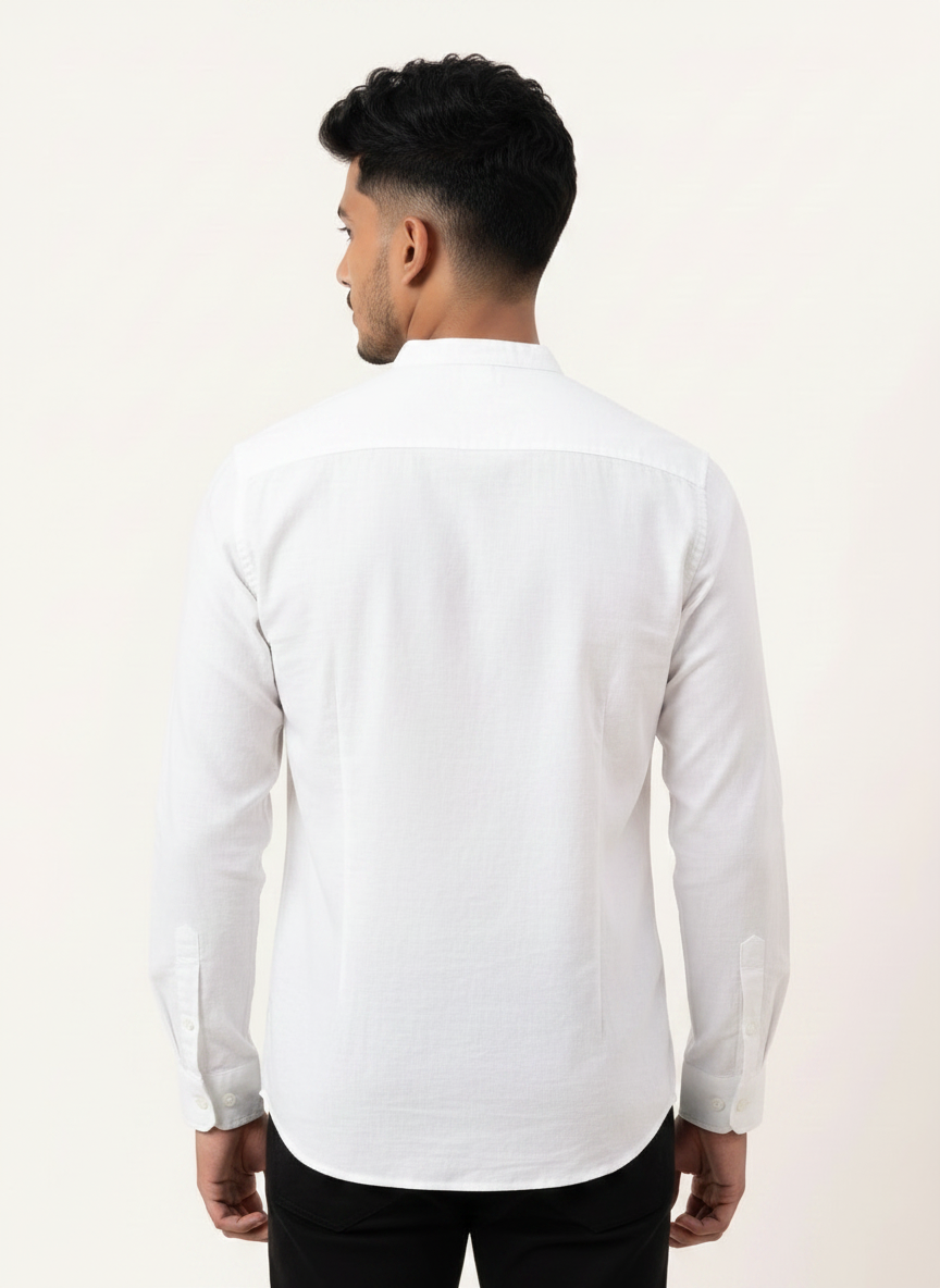 Slim Fit Cotton Plain Shirt L/S - White