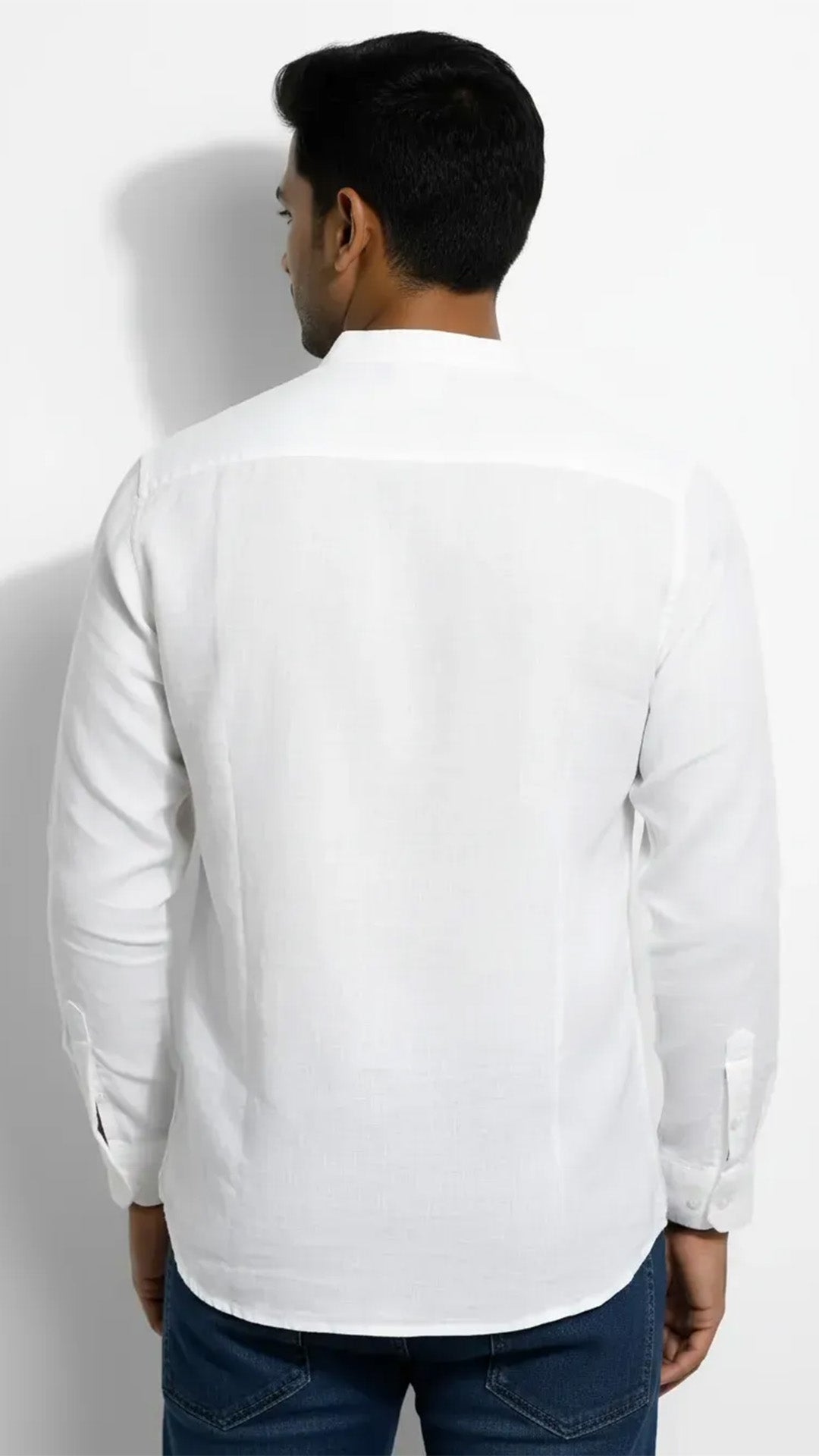Slim Fit Cotton Plain L/S Half Kurta