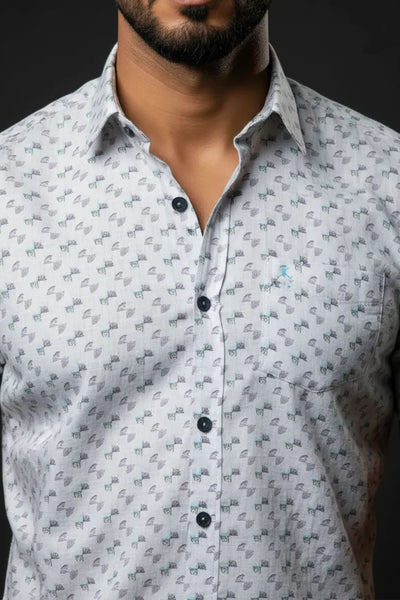 Slim Fit Dobby Printed S/S Shirt