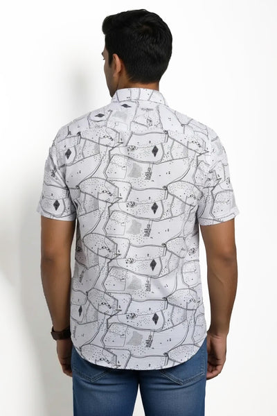 Slim Fit Cotton Printed S/S Shirt