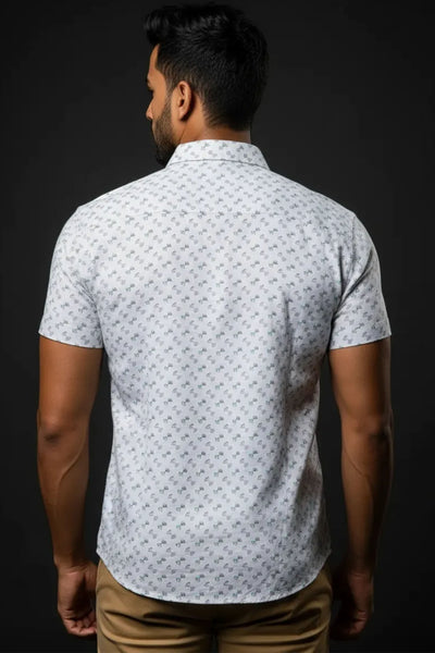 Slim Fit Dobby Printed S/S Shirt