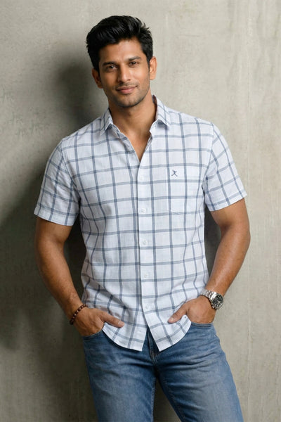 Slim Fit Cotton Checks S/S Shirt