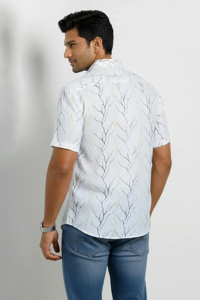 Regular Fit Cotton Linen Printed S/S Shirt