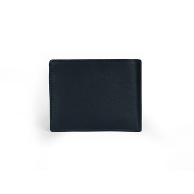 Genuine Leather RFID Coin Pocket Wallet - Navy Blue