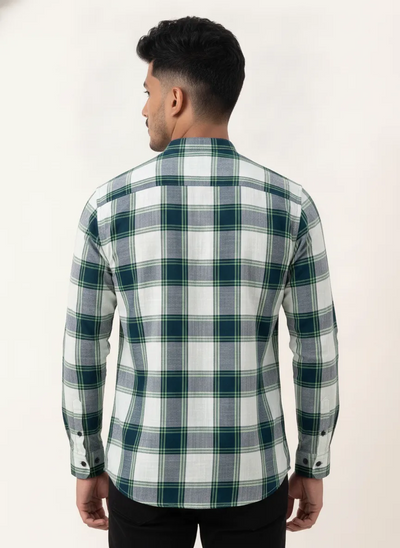 Slim Fit Cotton Check Shirt L/S - Green