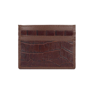 RFID Croc Leather Card Wallet - Coffee Brown