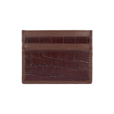 RFID Croc Leather Card Wallet - Coffee Brown