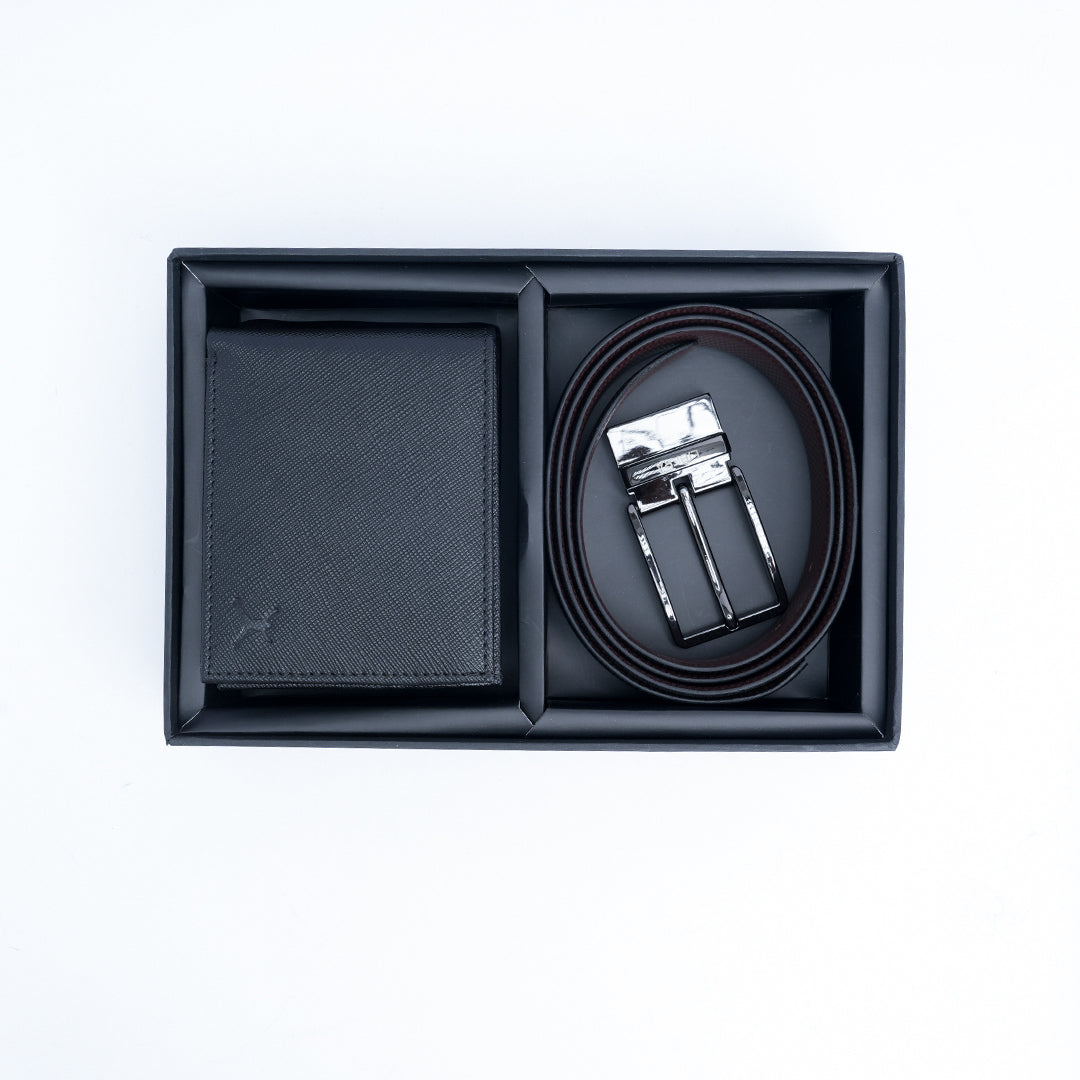 Italian Leather Two Piece Gift Box - Reversible Belt & RFID Wallet