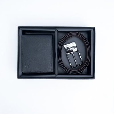 Italian Leather Two Piece Gift Box - Reversible Belt & RFID Wallet