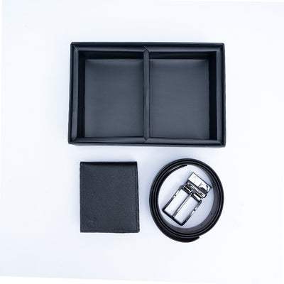 Italian Leather Two Piece Gift Box - Reversible Belt & RFID Wallet