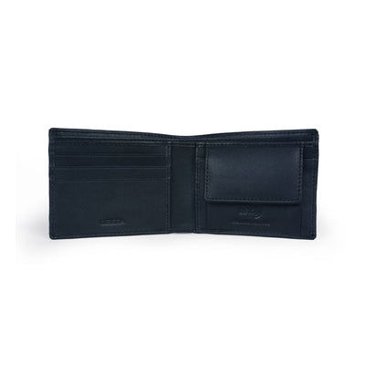 Genuine Leather RFID Coin Pocket Wallet - Navy Blue