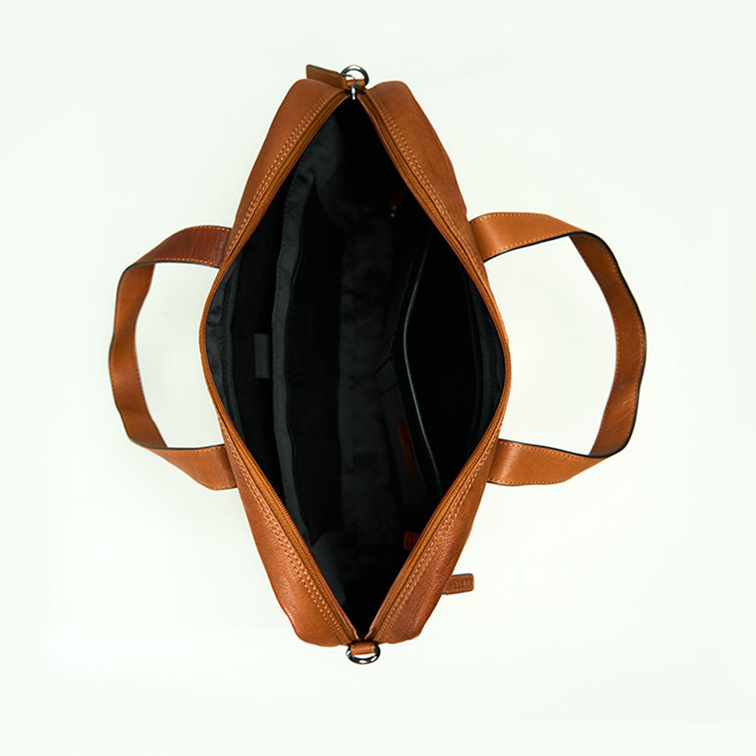 Italian Leather Executive Bag - Light Tan