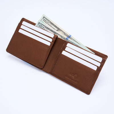 Genuine Leather RFID Wallet - Tan