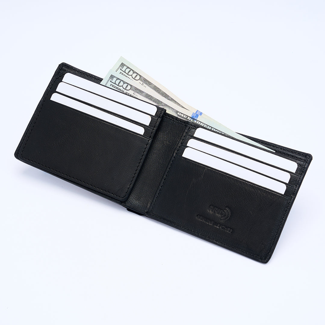 Genuine Leather RFID Wallet - Black