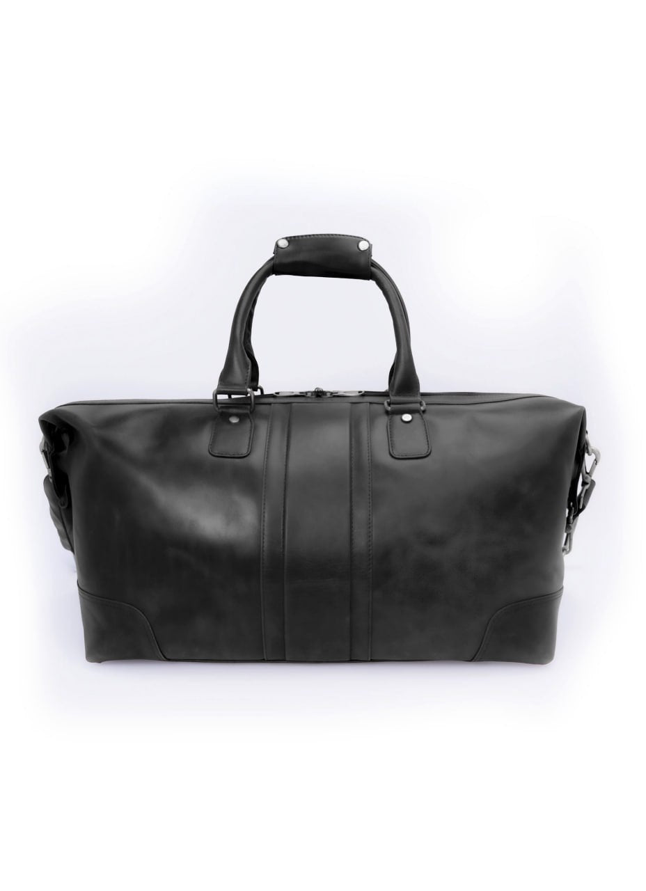 Italian Leather Duffel Bag - Black
