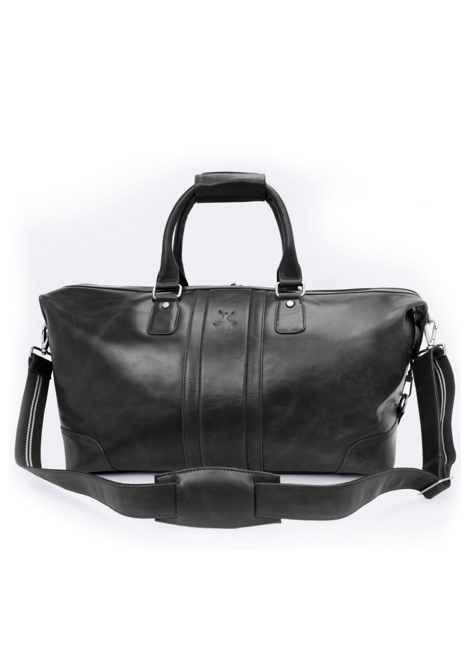 Italian Leather Duffel Bag - Black