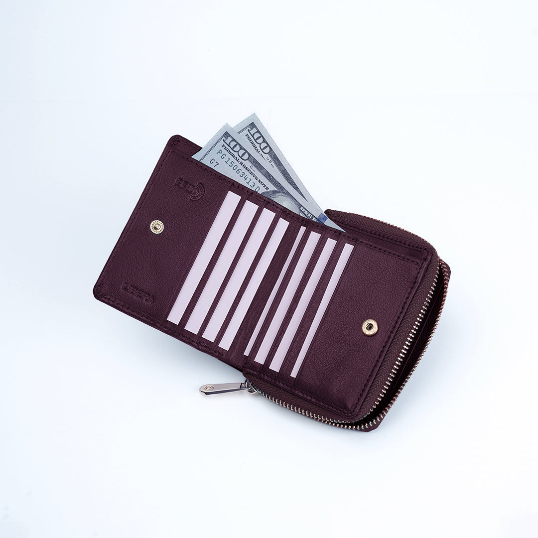 Italian Leather Ladies Wallet - Burgundy