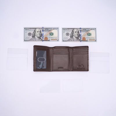 Italian Leather Tri Fold Wallet - Brown