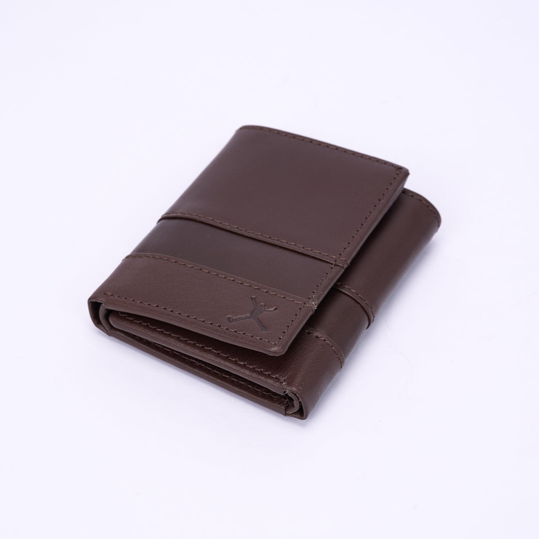 Italian Leather Tri Fold Wallet - Brown