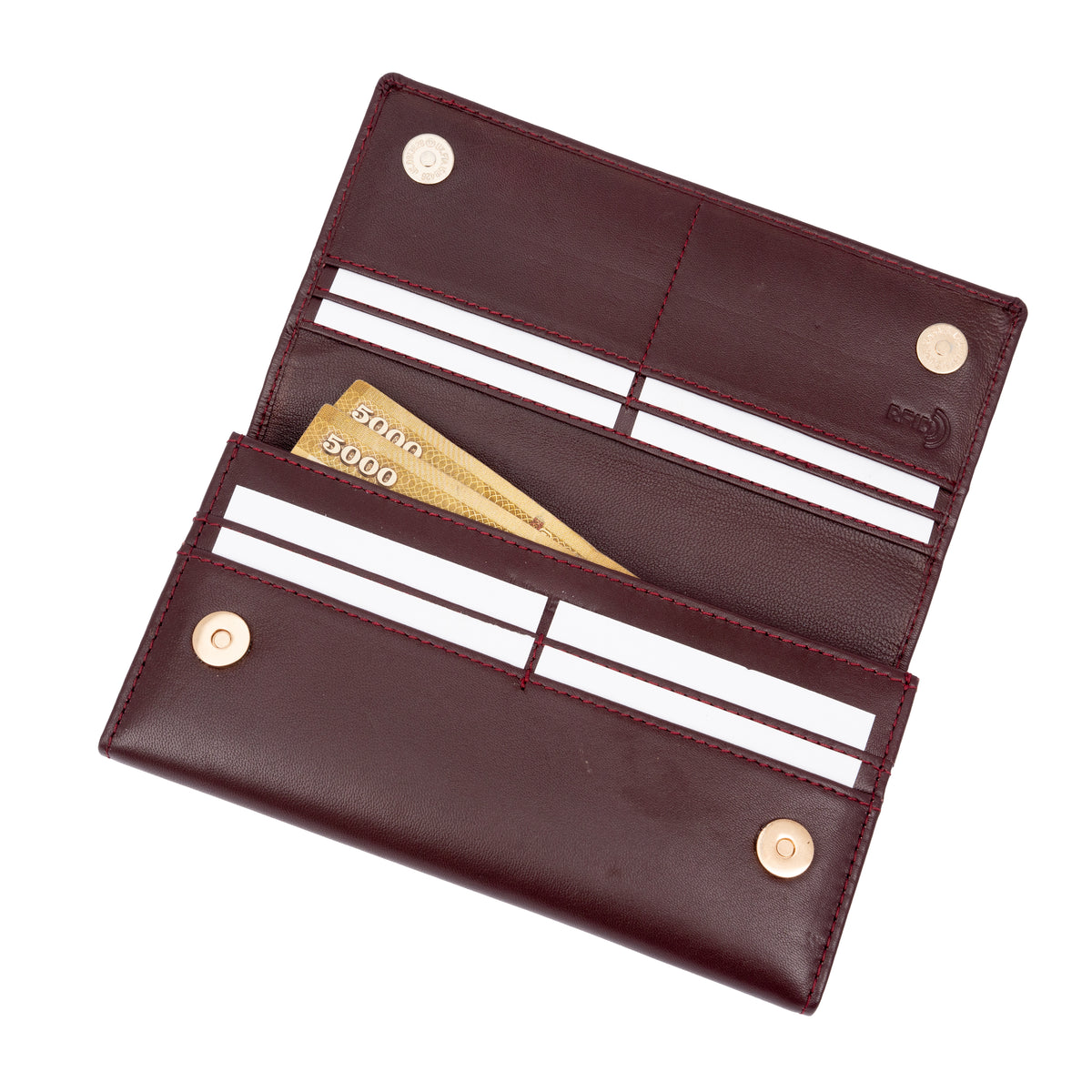 Italian Leather RFID Ladies Wallet - Burgundy
