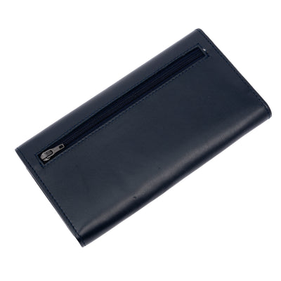 Italian Leather RFID Ladies Wallet - Navy Blue