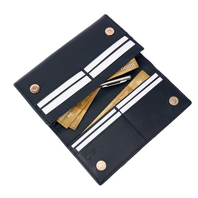 Italian Leather RFID Ladies Wallet - Navy Blue
