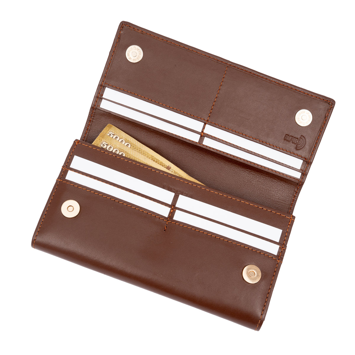 Italian Leather RFID Ladies Wallet - Tan