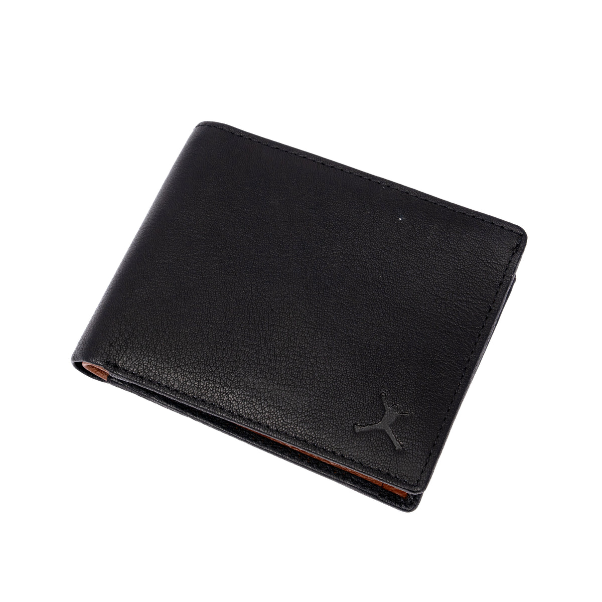 Genuine Leather Two Toned Coin Pocket Wallet - Black | Tan