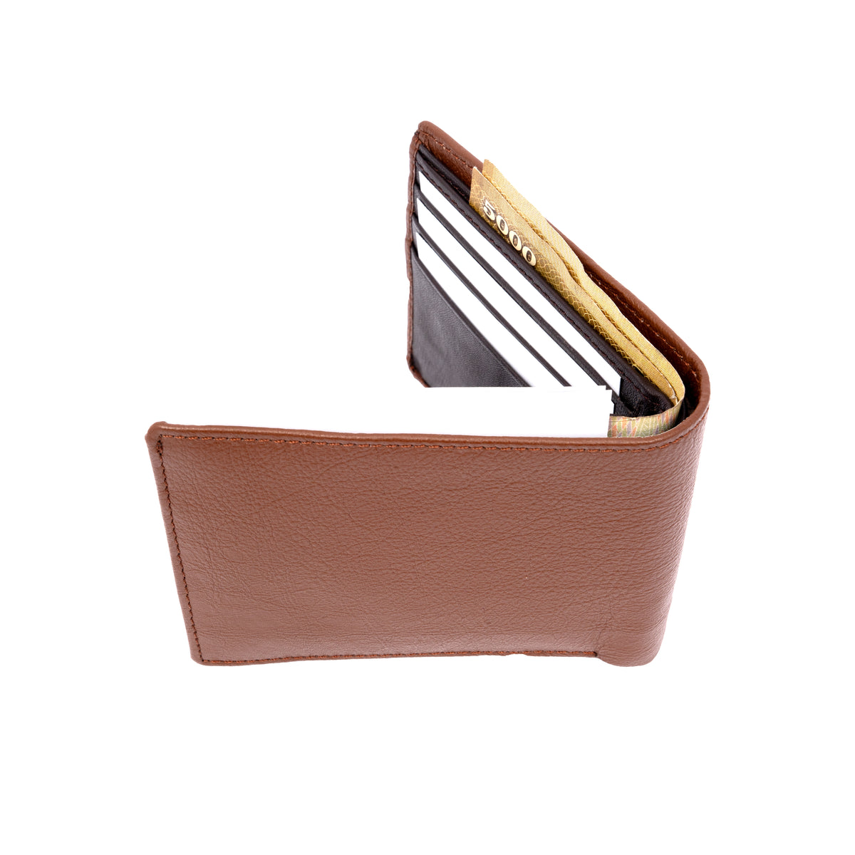 Genuine Leather Two Toned Coin Pocket Wallet - Tan | Coffee Brown