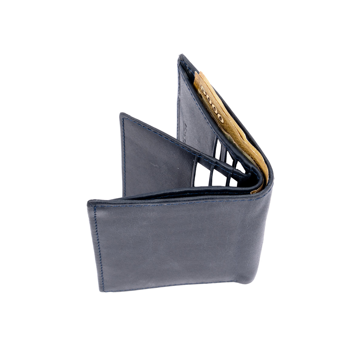 Italian Leather RFID Hip Wallet - Navy Blue
